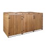 Braune Proregal XL Mülltonnenverkleidung aus Holz für 3 Mülltonnen, mit Deckel und Türen.