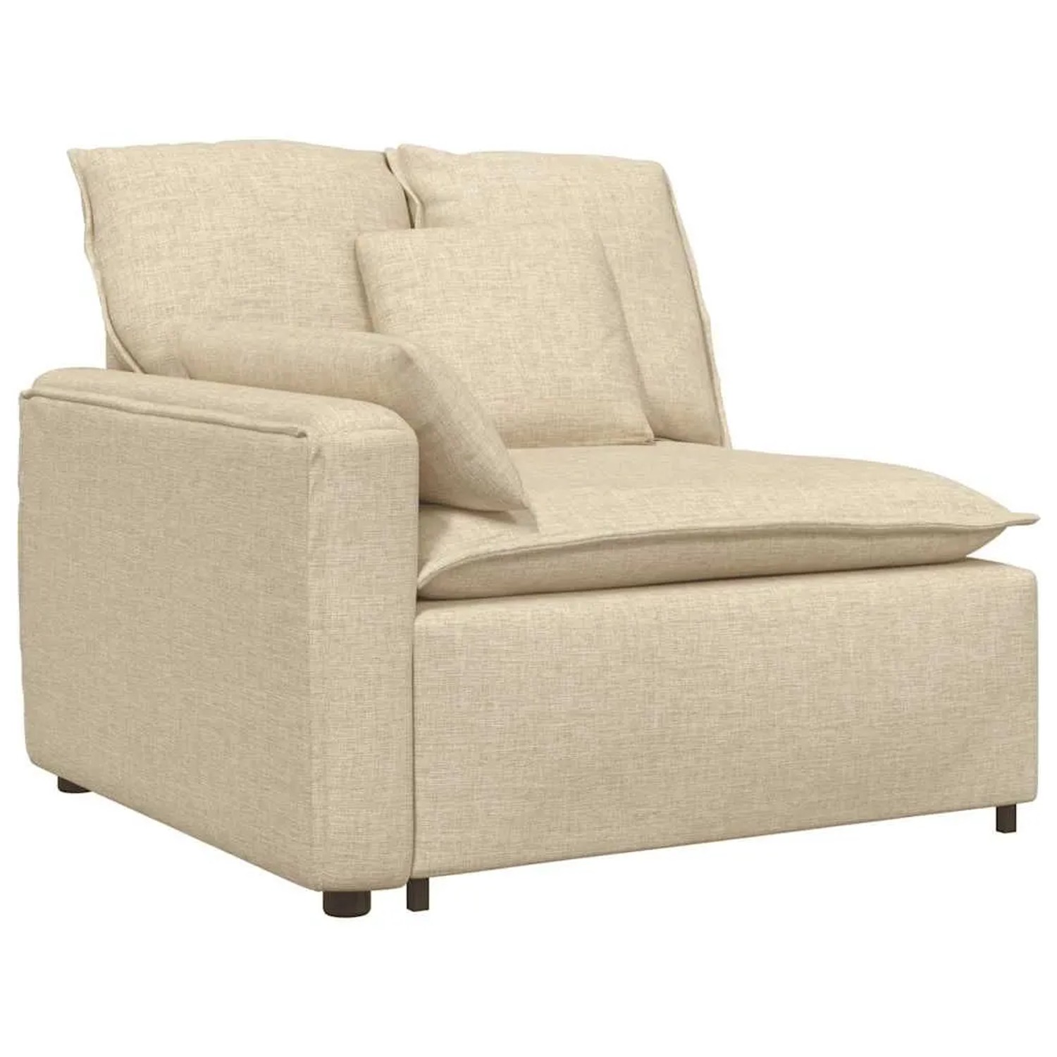 vidaXL Modulares Sofa Endmodul mit Armlehne Kissen Creme 100 cm 4104393