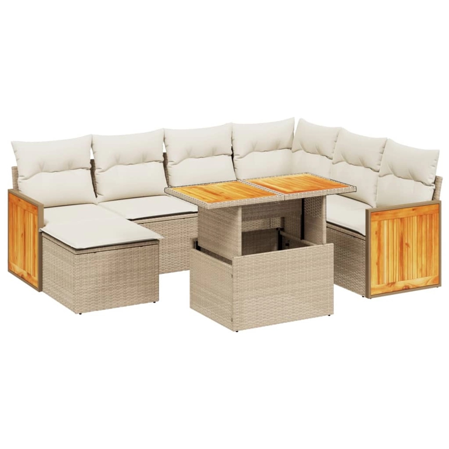 vidaXL 8-Tlg Garten-Sofagarnitur mit Kissen Beige Poly Rattan 3274075 günstig online kaufen