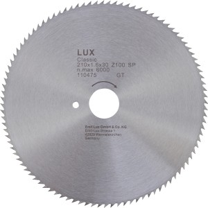 LUX Kreissägeblatt, 210 mm Durchmesser, 72 Zähne, für Handkreissägen.