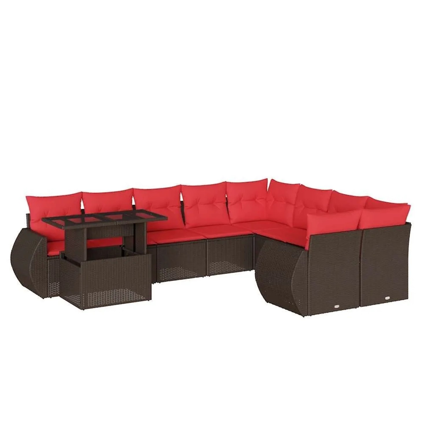 vidaXL 10-Tlg Gartensofa-Set mit Kissen Braun Polyrattan 3268774 günstig online kaufen