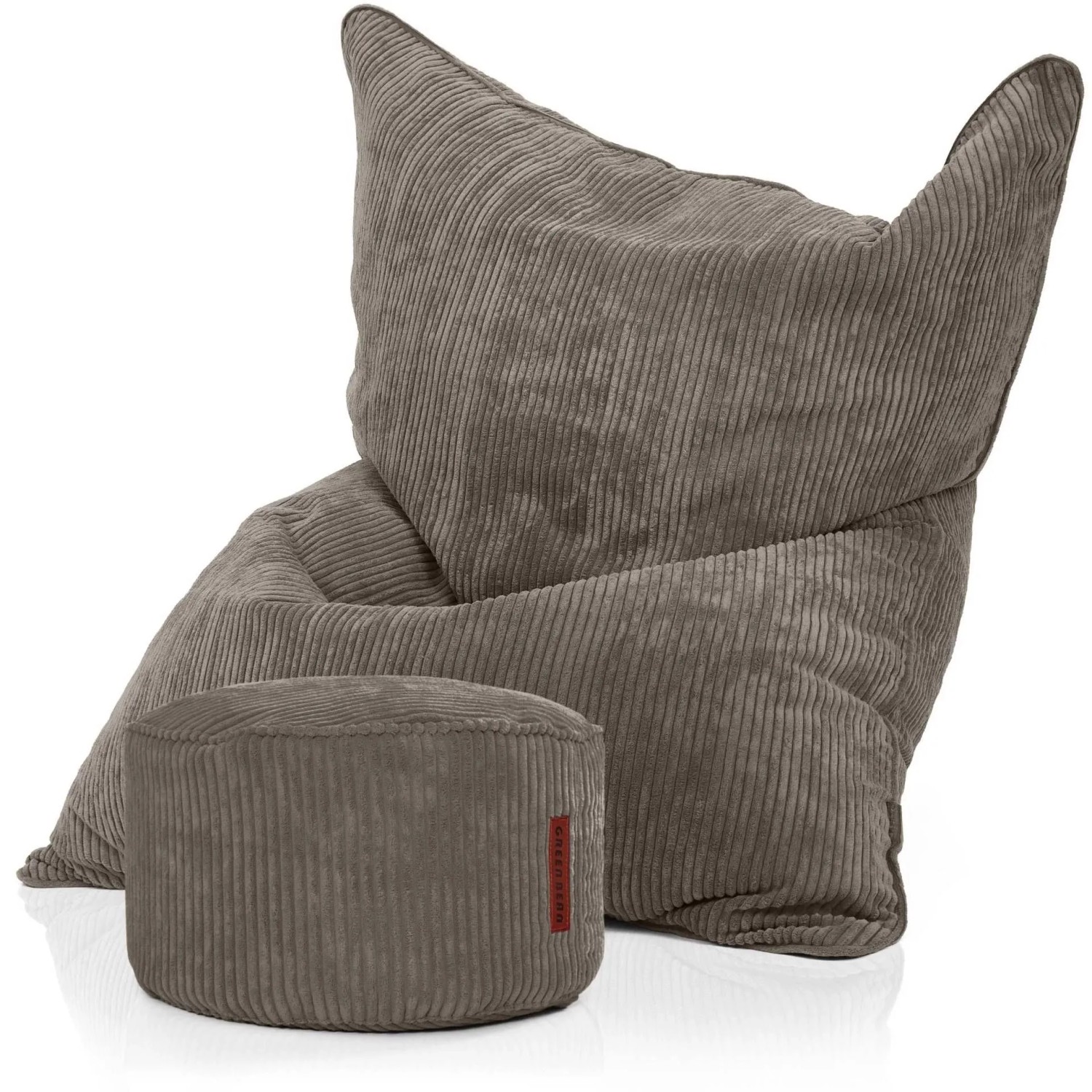 Green Bean Sitzpouf 2er Set Cordoba + Pouf 140 x 180 x 25 cm Cord Waschbarer Bezug Anthrazit