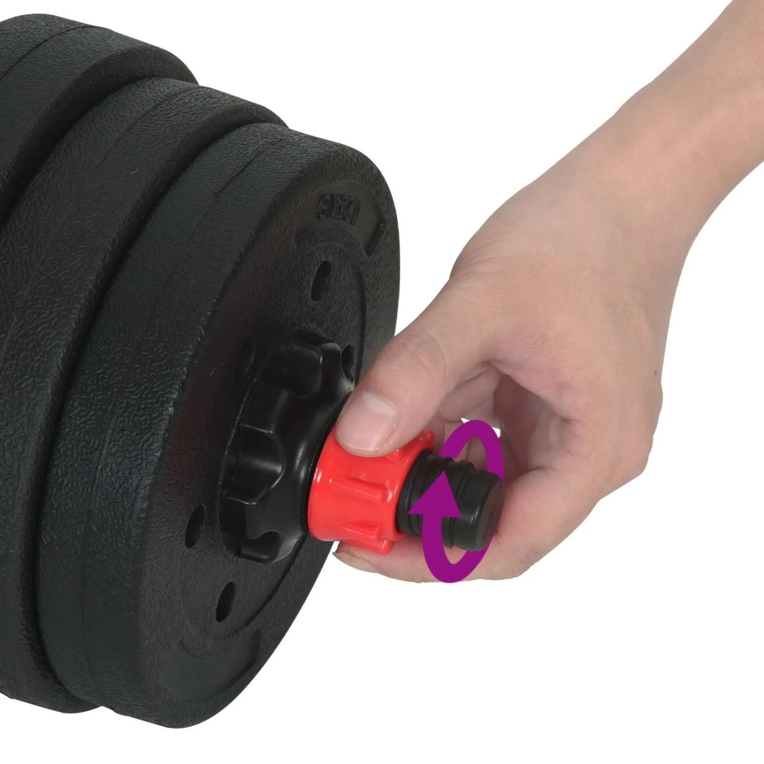 Einstellen des Gewichts bei der vidaXL 4-in-1 Hantel (20kg).