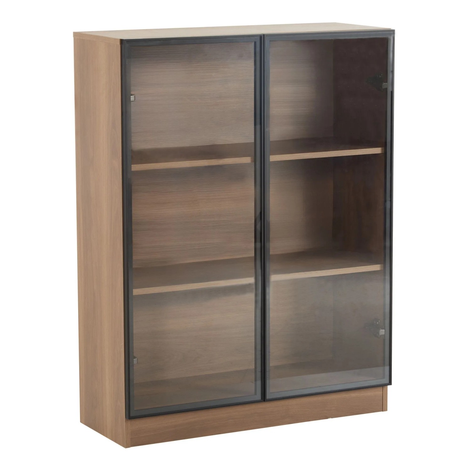okwish Vitrine mit Beleuchtung Einlegeböden Wohnzimmer 80x32x106cm Braun