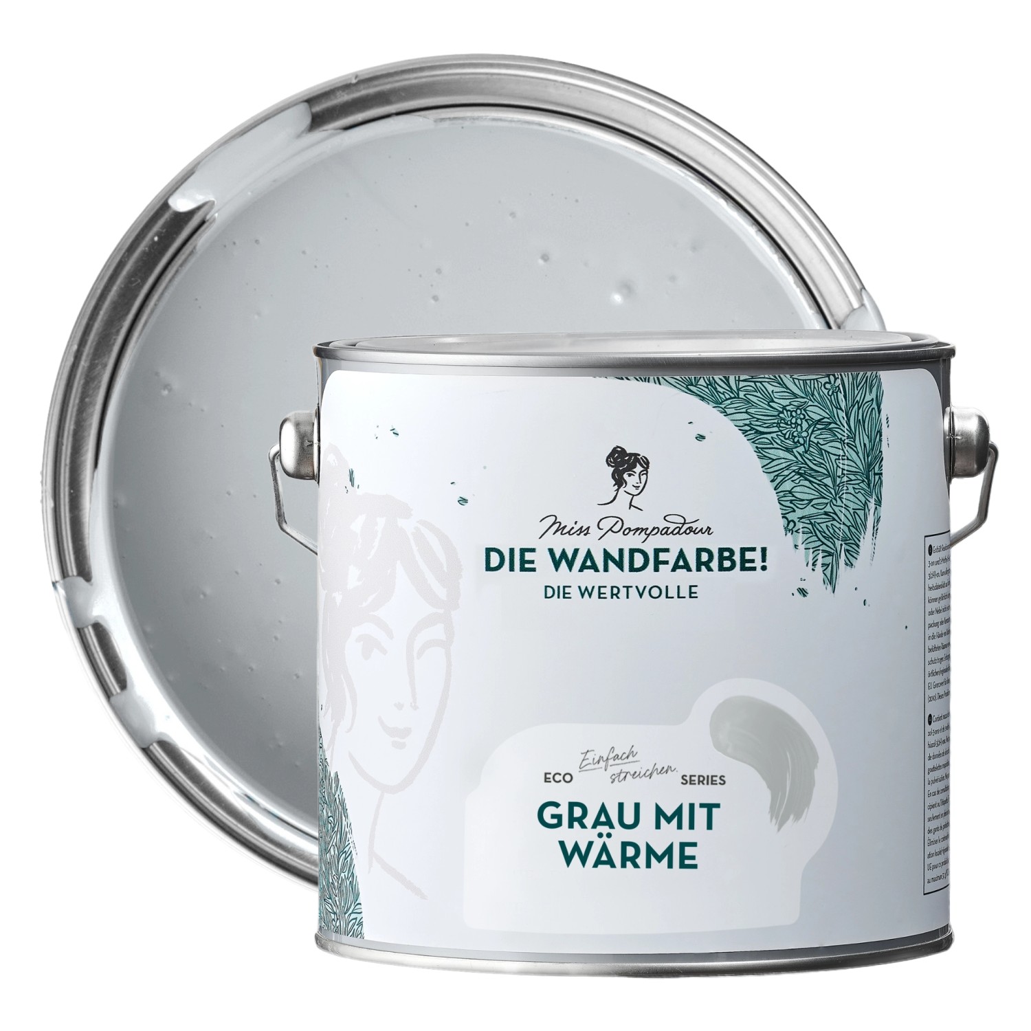 MissPompadour Extramatte Wandfarbe Grau mit Wärme 2,5L Hochdeckend Spritzfrei