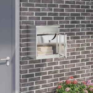 DELUKE Paketbox KILI Mit Speicher Silber 47,5x38x59cm Edelstahl Paketkasten Paketbox Für Zuhause Kasten Für Pakete
