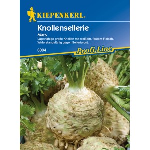 Kiepenkerl Knollensellerie Mars Samen: Knollen mit grünem Laub im Detail.