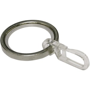 Gardinia Gardinenring Chicago, Edelstahl, mit Gleiteinlage und Faltenlegehaken, 10er-Pack.