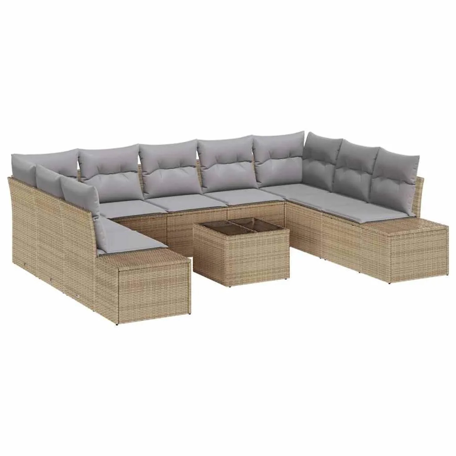 vidaXL Gartensofa-set mit Kissen 9-Tlg Beige und Hellgrau Poly-Rattan 33558 günstig online kaufen