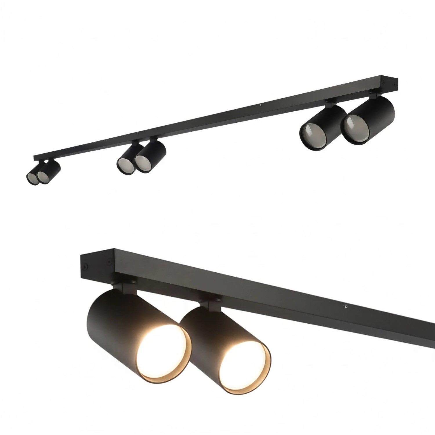EDO Deckenstrahler GU10 6-Flammig Schwarz Moderne Deckenlampe Spot Drehbar Schwenkbar MALGA LINE