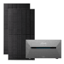 Anker SOLIX Balkonkraftwerk: 2 schwarze 500W Solarmodule und graue Solarbank Pro 2 für 1000W Energieerzeugung und Speicherung.