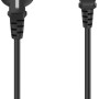 Schwarzes Hama Netzkabel mit Schutzkontakt- und Kaltgerätestecker, 1,5 m lang.
