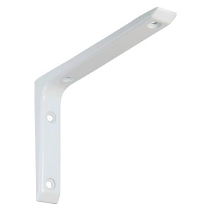 Weiße OBI Alukonsole Bea, 100x150mm, zur Befestigung von Regalböden und Möbelbauplatten.