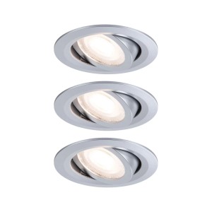 Paulmann LED Einbaustrahler 3er-Set, chrom, rund, warmweißes Licht (3000 K), schwenkbar.