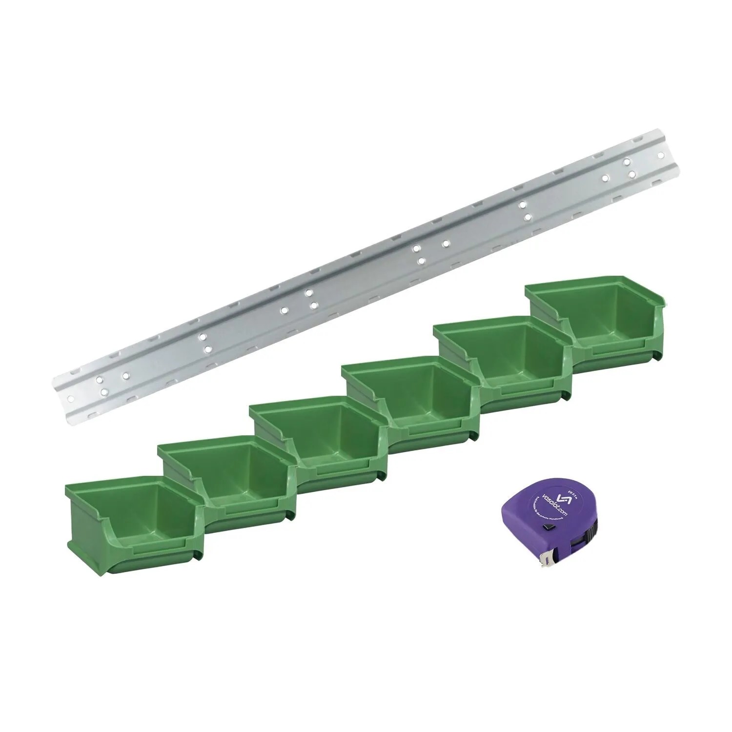 vasalat Set Stapelboxen Größe 1 100x102x60 mm Grün mit Wandhalterung 6 Stück
