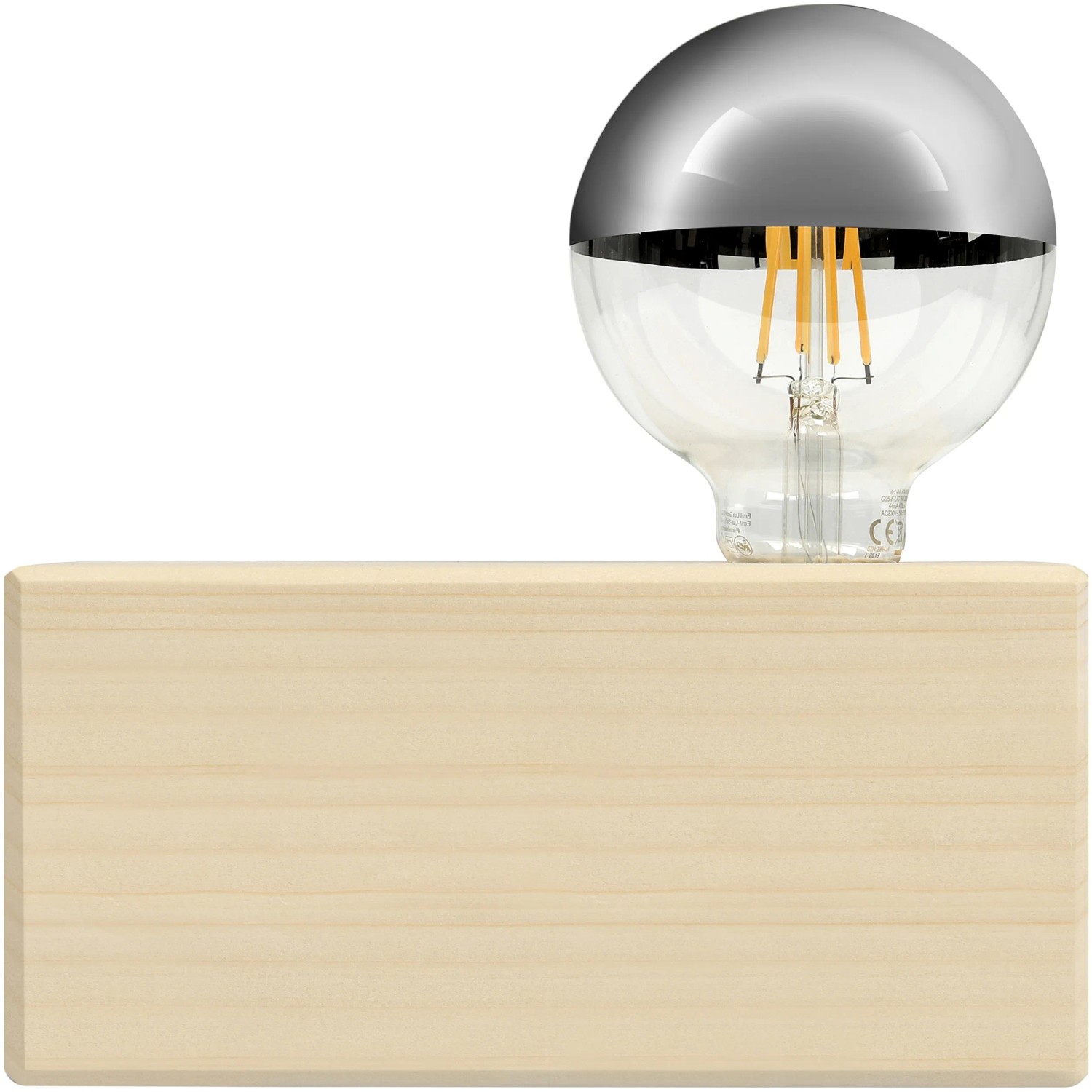 CREATE! by OBI DIY Tischleuchte Groß mit silberverspiegelter Glühbirne auf Holzsockel.
