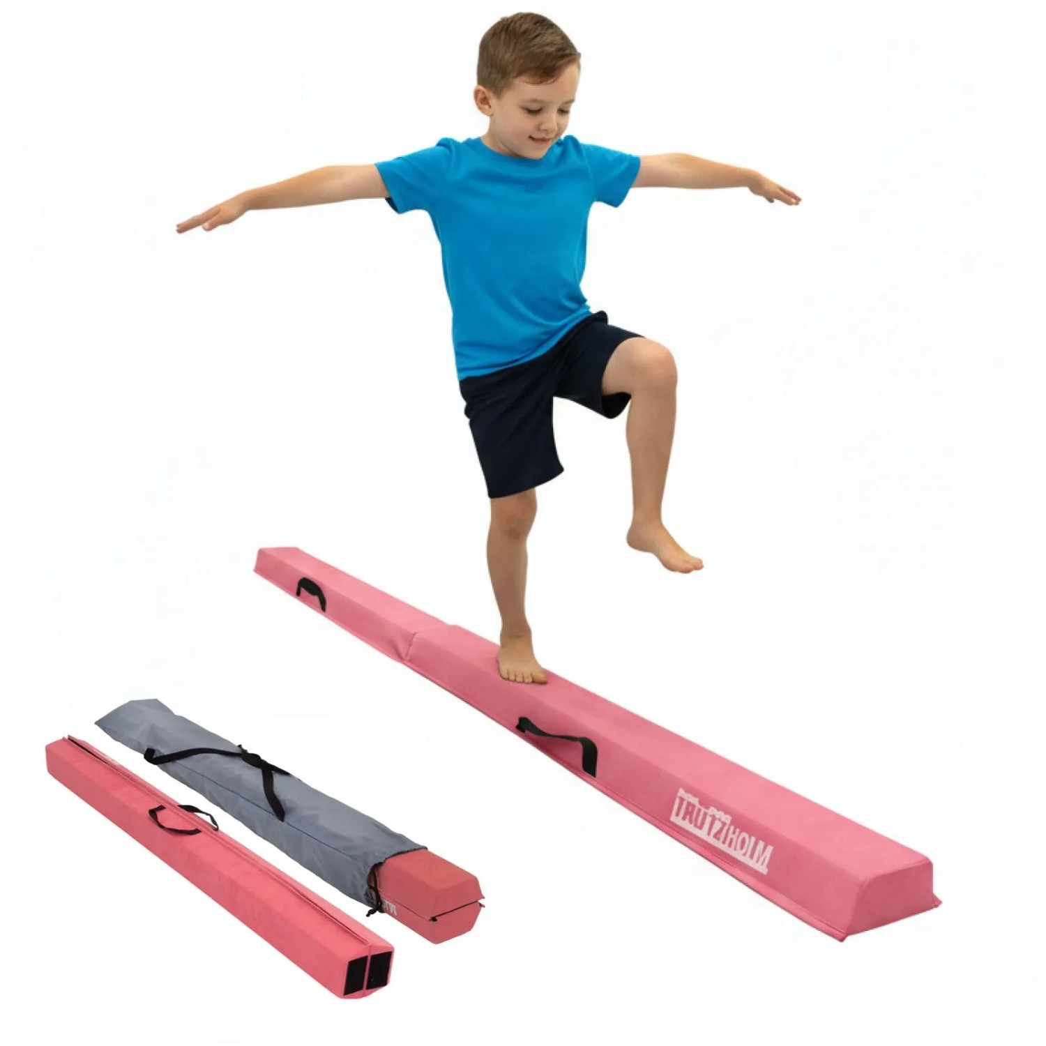 TRUTZHOLM Schwebebalken Klappbar mit Tragetasche Länge 210cm Tragkraft 100kg Pink