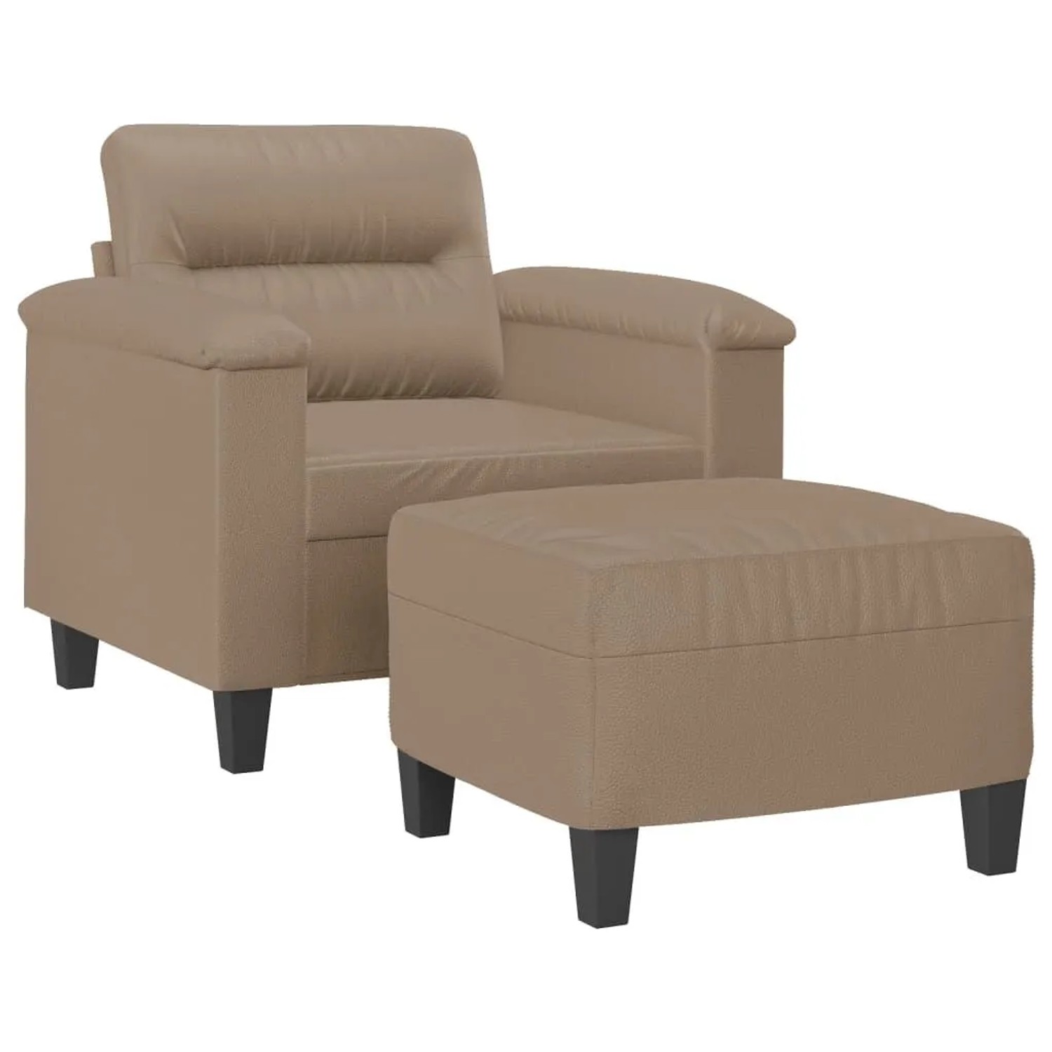 vidaXL Sessel mit Hocker Cappuccino-Braun 60 cm Kunstleder 3201241
