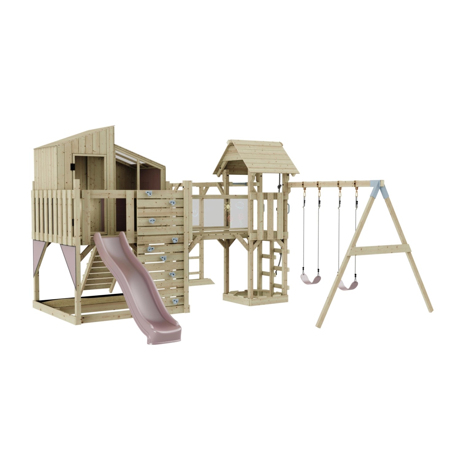 OutdoorToys Spielturm Emma mit Kinderschaukel Altrosa günstig online kaufen