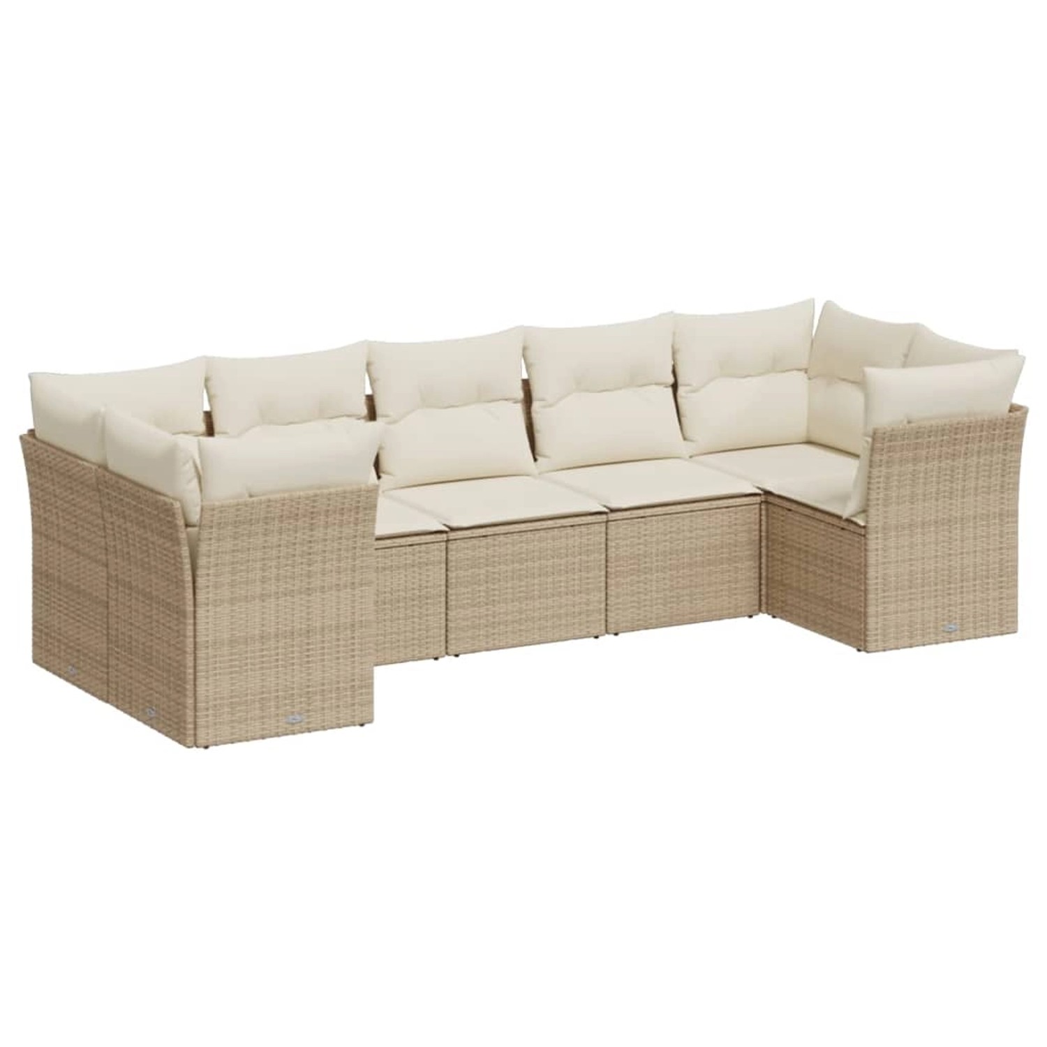 vidaXL 7-Tlg Garten-Sofagarnitur mit Kissen Beige Poly Rattan 3218118 günstig online kaufen
