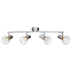 Globo Spot 4er mit Drahtgeflecht, Chrom, für E14 Leuchtmittel. Moderner Deckenstrahler für Innenräume.