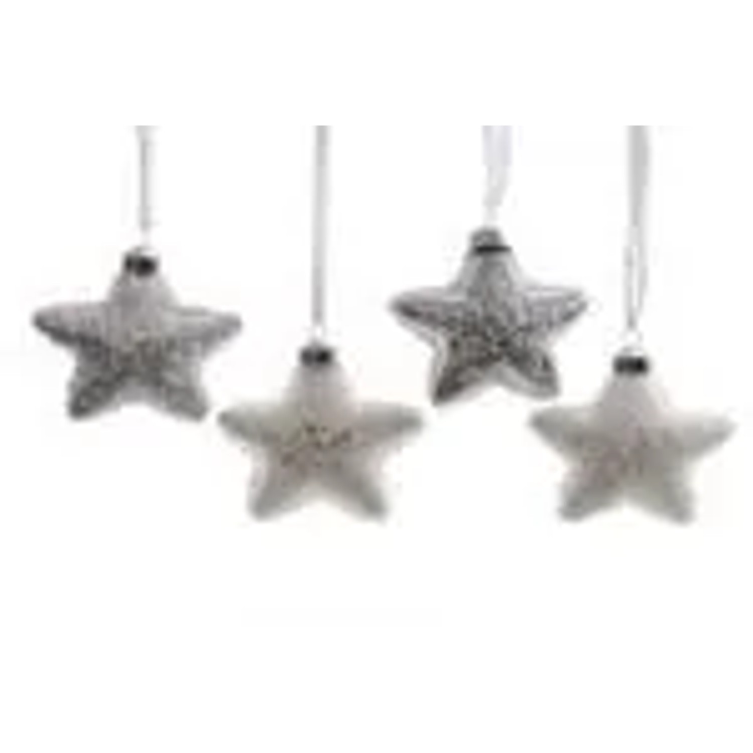 Kaemingk Weihnachtskugeln Christbaumschmuck Glas Stern Mit Perlen  8cm 4er Set