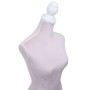 Elegante rosa Schneiderpuppe, weibliche Damenbüste mit Stoffbezug, weißer Zierbordüre und Holzknauf. Für Mode & Dekoration.