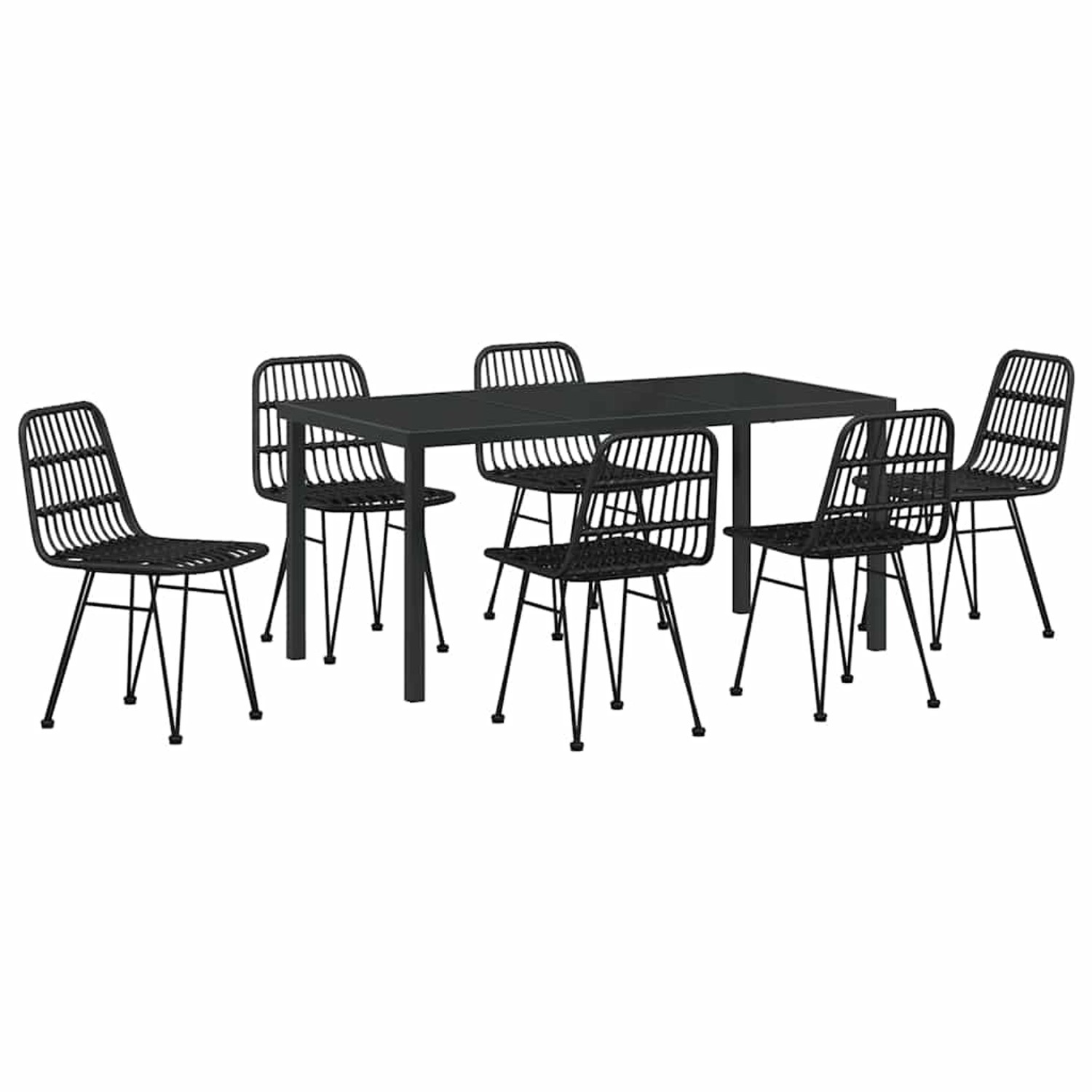 vidaXL Garten Essgruppe 7-Tlg Schwarz Poly Rattan 3379202 günstig online kaufen