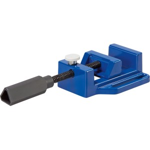 Blauer LUX Maschinenschraubstock mit 60 mm Spannweite für Bohrarbeiten.