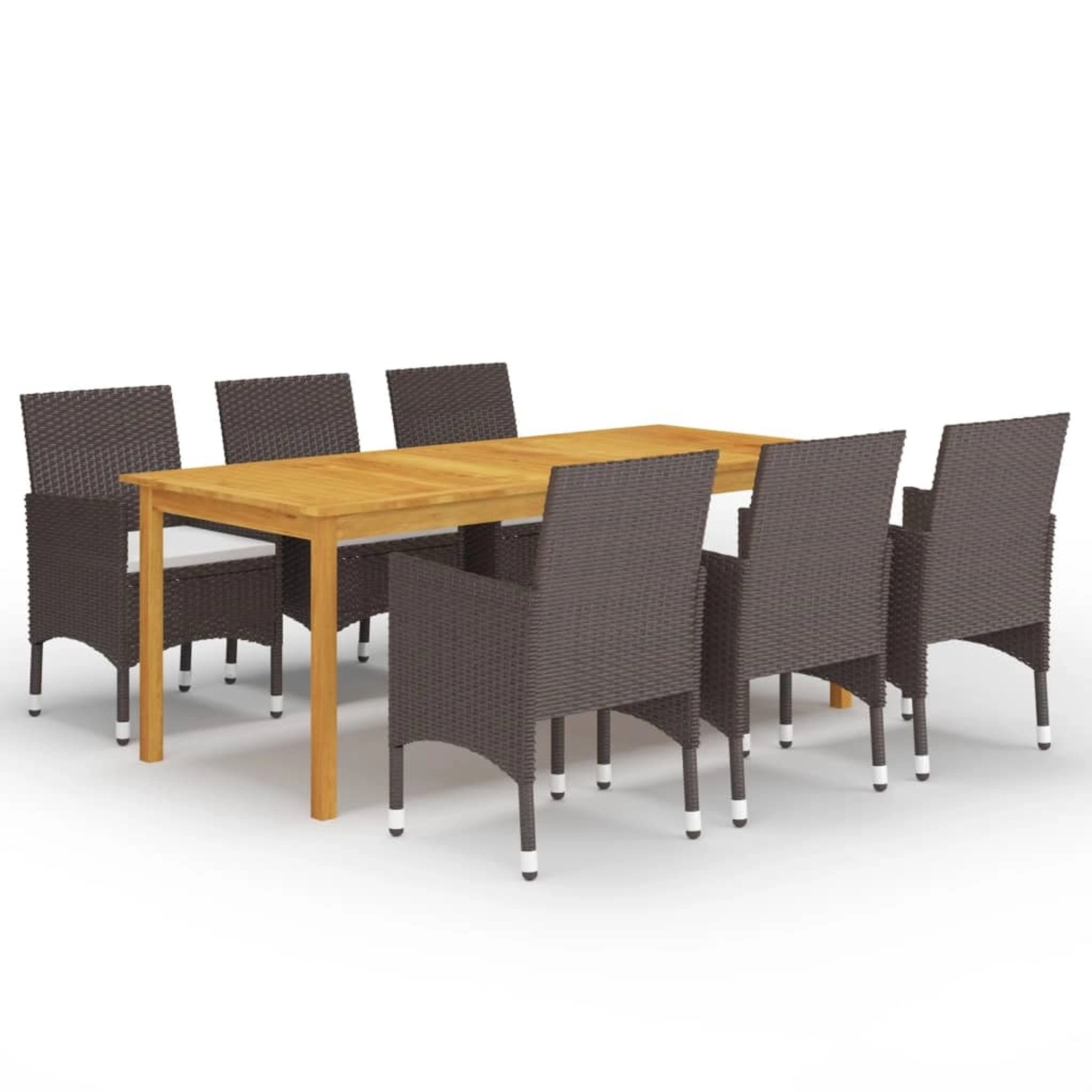 vidaXL 7-Tlg Garten-Essgruppe mit Kissen Braun 3095867 günstig online kaufen