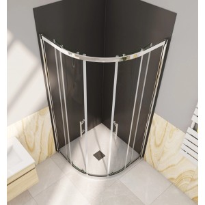 Duschparadies Duschkabine 90x90x185cm Runddusche 5mm Nano Glas Dusche Viertelkreis Duschabtrennung Duschtür Schiebetür