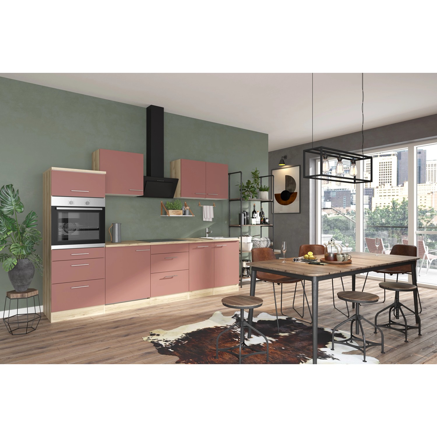 OPTIFIT Bari407 Küchenzeile 270 cm Rostrot günstig online kaufen