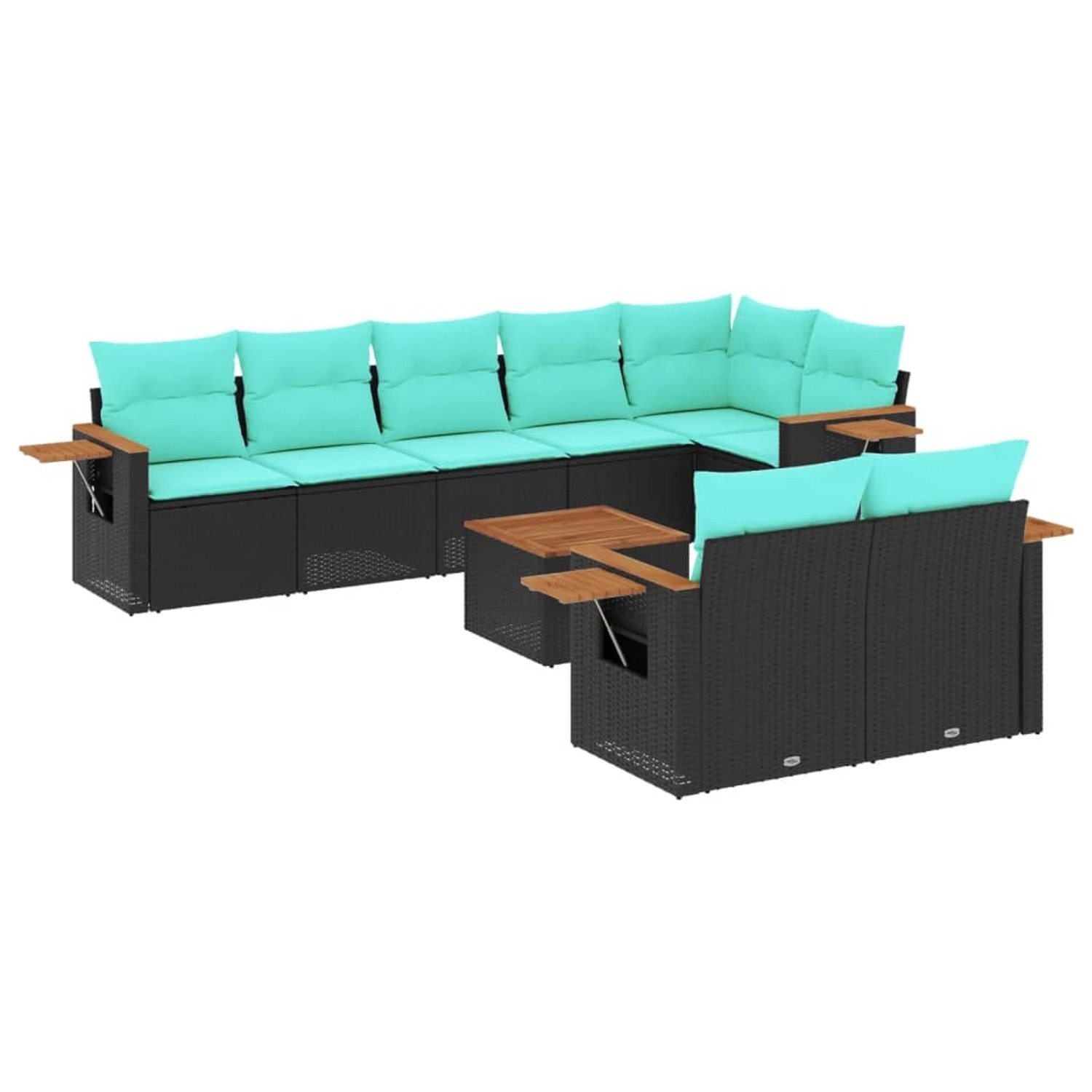 vidaXL 9-Tlg Garten-Sofagarnitur mit Kissen Schwarz Poly Rattan 3226995 günstig online kaufen
