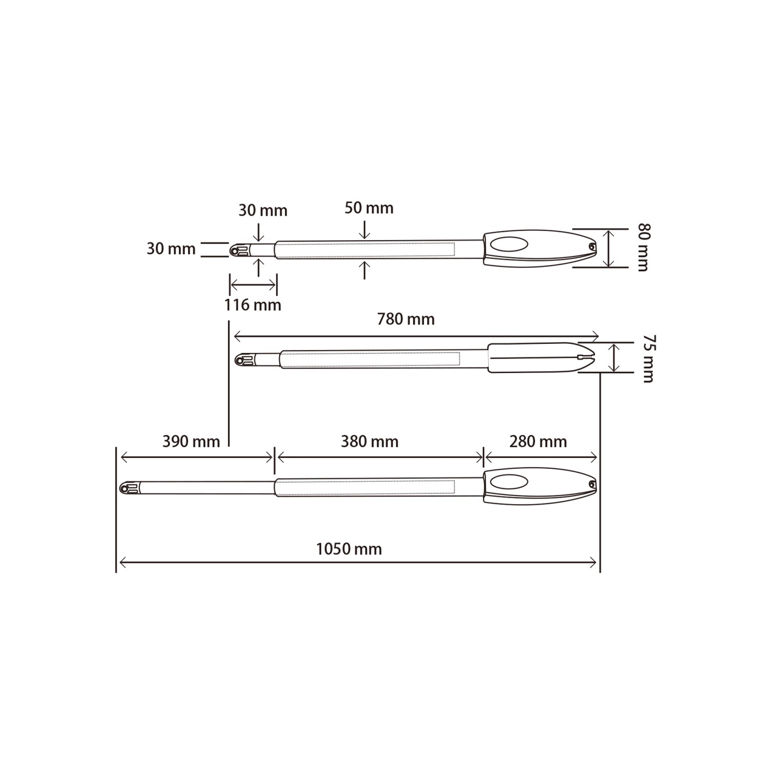 Technische Zeichnung des Casanoov Tanker B250 Torantriebs mit Maßangaben für Gartentore.