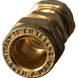 Messing Klemmring-Verschraubung mit 2 Muffen, 12 mm für Kupferrohre.