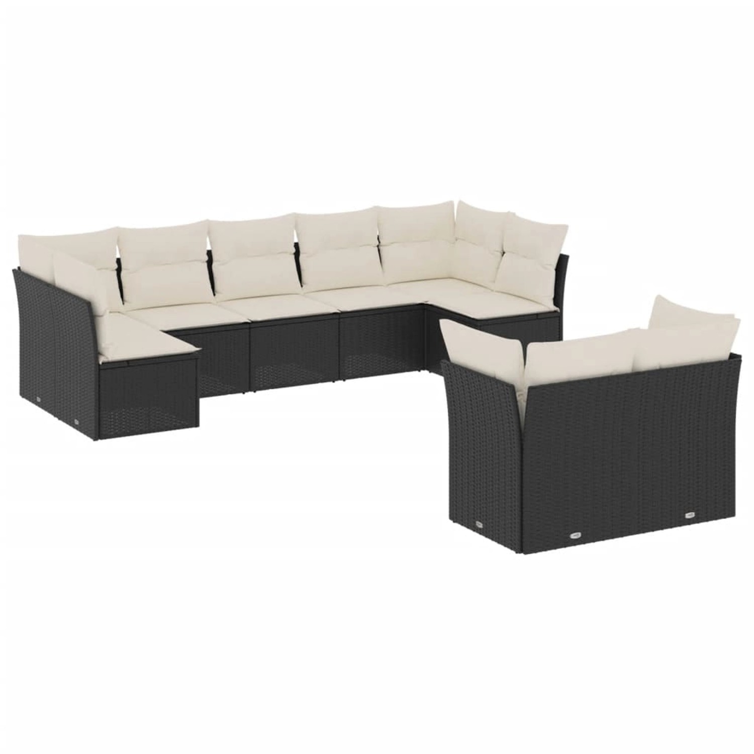 vidaXL 9-Tlg Garten-Sofagarnitur mit Kissen Schwarz Poly Rattan 3218146 günstig online kaufen