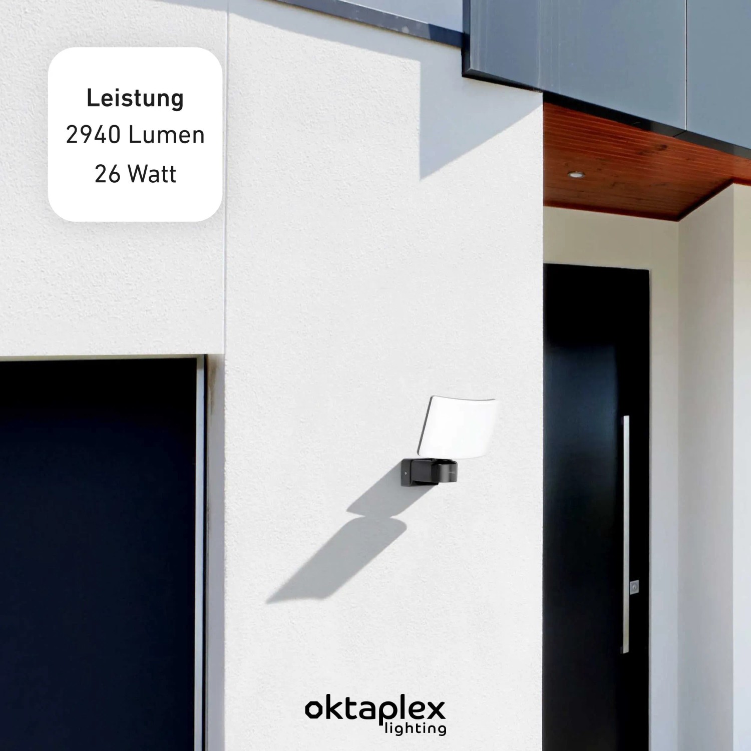 Oktaplex LED Außenstrahler Cali, anthrazit, 2940 Lumen, warmweißes Licht, schwenkbar, IP65.