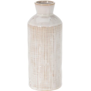 Elegante Porzellanvase, creme-weiß, 20 cm hoch, mit feiner Struktur.