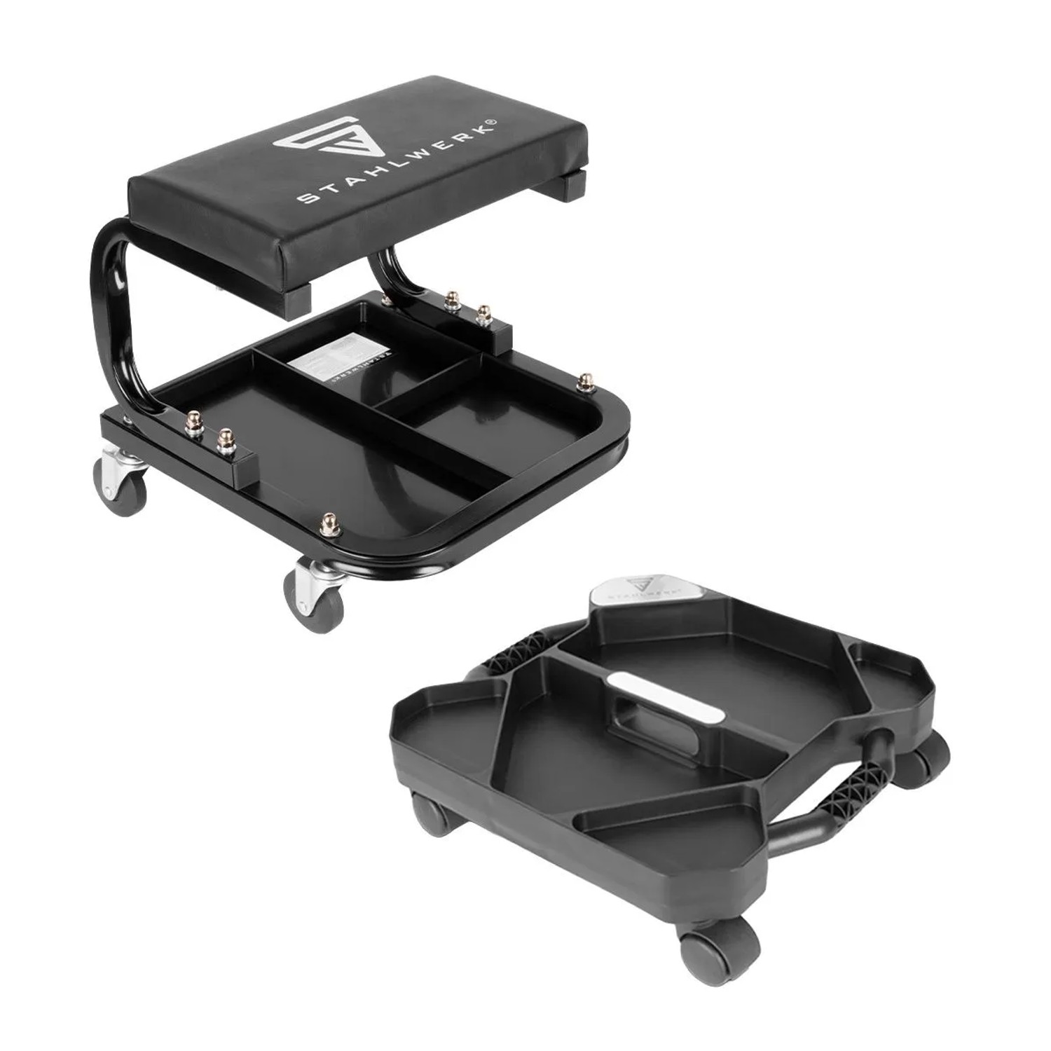 STAHLWERK Werkstatthocker 118 Kg Mobiler Werkzeug Organizer Mit 5 Fächern 45 Kg