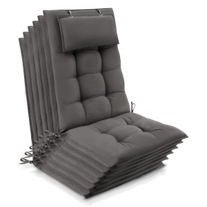 Beautissu 6er Set Sun-HL Hochlehner Auflage 120x50x8cm Taupe