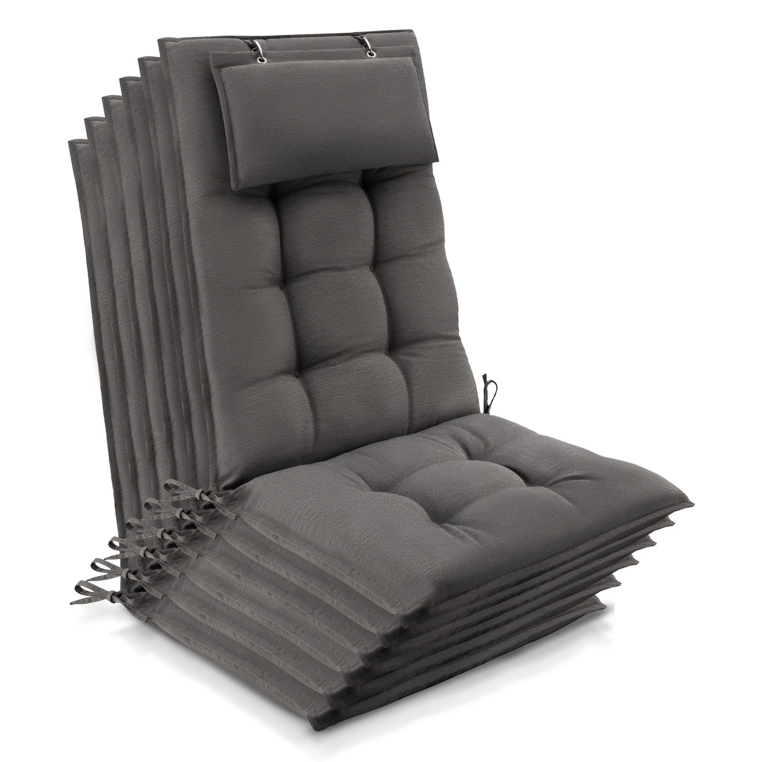 Beautissu 6er Set Sun-HL Hochlehner Auflage 120x50x8cm Taupe