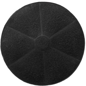 Runder, schwarzer Respekta Aktivkohlefilter MIZ 0031 für Dunstabzugshauben.