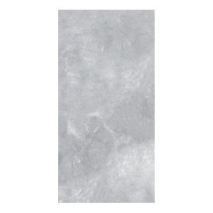 Graue Feinsteinzeug Bodenfliese, 60x30 cm, mit polierter Oberfläche und Marmor Optik.