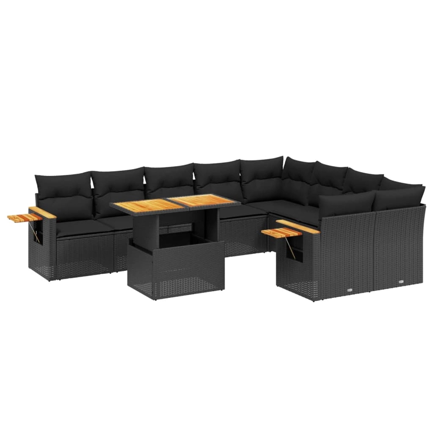 vidaXL 10-Tlg Garten-Sofagarnitur mit Kissen Schwarz Poly Rattan 3273673 günstig online kaufen
