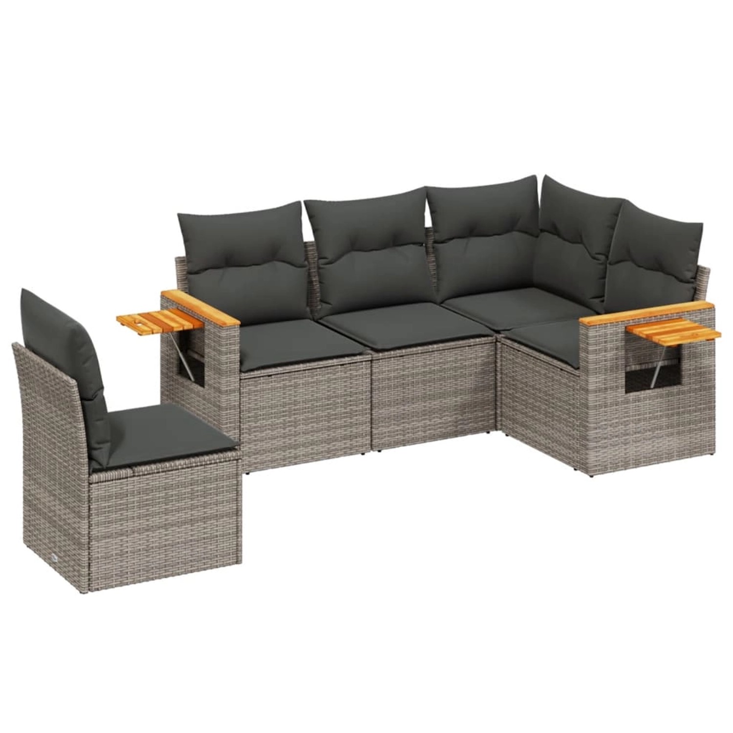 vidaXL 5-Tlg Garten-Sofagarnitur mit Kissen Grau Poly Rattan 3259218 günstig online kaufen