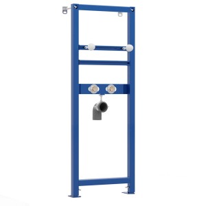 Siamp Ingenio Waschtisch-Set, blaues Trockenbauelement mit Befestigungen und Wasseranschlüssen.