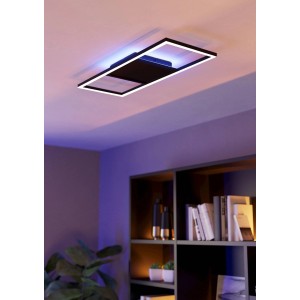Smarte Eglo LED-Deckenleuchte Calagrano-Z, schwarz, mit RGB-Backlight und CCT-Funktion.