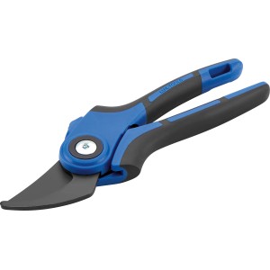 LUX Gartenschere Bypass, blau-schwarze Gartenschere mit Antihaftbeschichtung für saubere Schnitte.