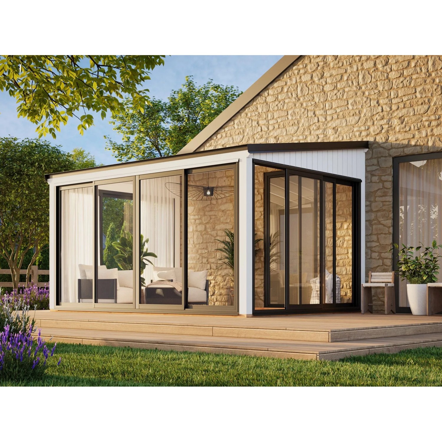Palmako Holz-Gartenhaus Lumi Slide Plus Pultdach Lackiert 420 cm x 297 cm