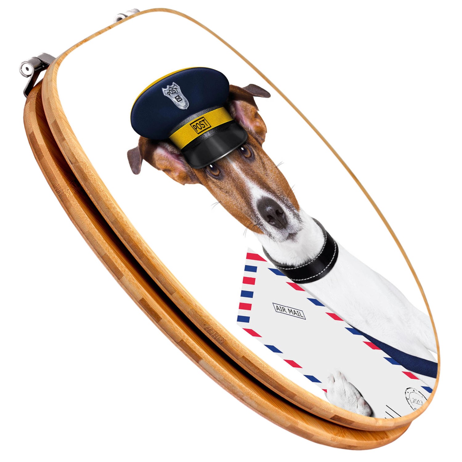 Banjado WC-Sitz aus Bambus mit Jack Russel als Postbote Motiv, Universal Toilettendeckel